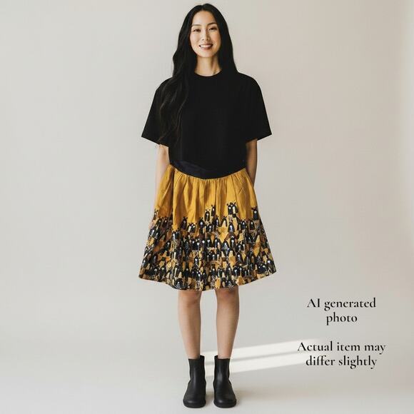 Anthropologie Dresses & Skirts - Vintage Anthropologie Edme & Esyllte Pleated Japanese Doll Yellow Black Skirt 8